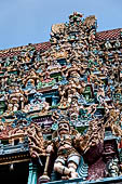 The great Chola temples of Tamil Nadu - the Sri Meenakshi-Sundareshwarar Temple of Madurai. The immense gopura gates of the outer walls. 